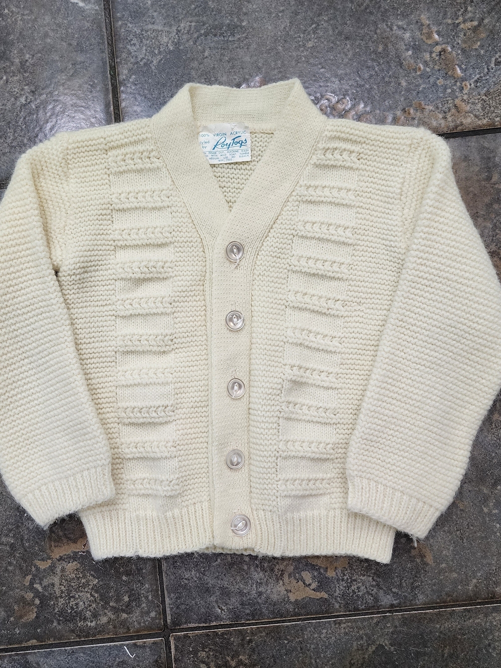 Vintage 1970s Roy Togs Toddler Yellow 100% Virgin Acrylic Cardigan Sweater
